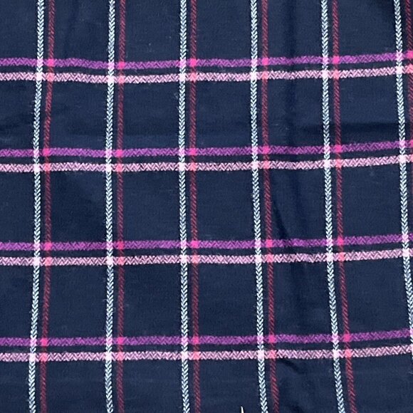 Talbots Pencil Skirt SZ 12 Wool Blend Plaid Navy Purple Side Zip Lined - Picture 2 of 7